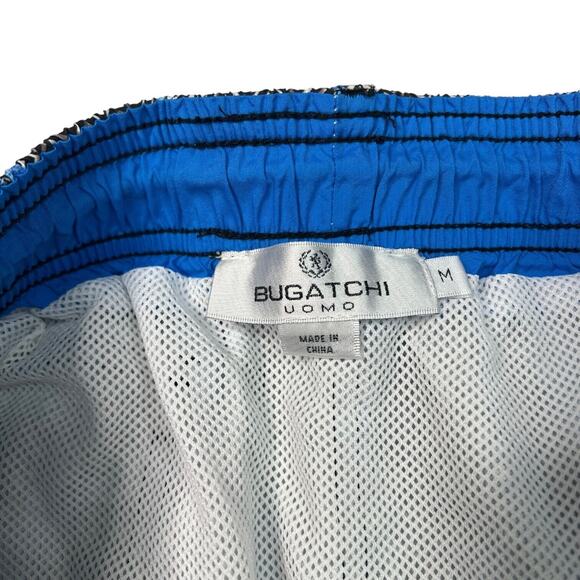 Bugatchi AOP Dragonfly Geometric Built In Brief Swim Trunks Blue Black Medium - Picture 6 of 7